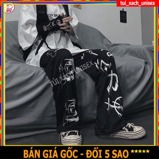 SIÊU CHẤT  Quần nỉ unisex nam nữ form rộng in hoạ tiết hoạt hình, mặt cười thời trang hè(JOGGER ỐNG XUÔNG DÀI 95CM) M01