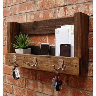 Tổng kệ gỗ handmade treo chia khóa - Kệ treo tường decor vintage HPKTT 13