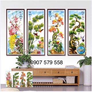 Tranh đính đá tứ quý kt 125x80 cm
