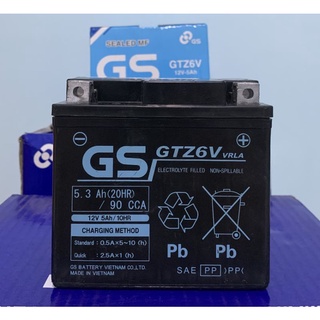 Ắc Quy GS GTZ6V(12V-5.3ah)Bảo Hành 6 Tháng Xài cho xe Airblade,Lead 125,Shmode,Vision