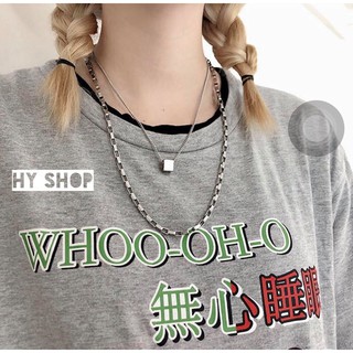 Dây Chuyền Thép Titan Mặt Khối Vuông Không Gỉ Phong Cách Hip Hop Unisex nam nữ BTS EXO
