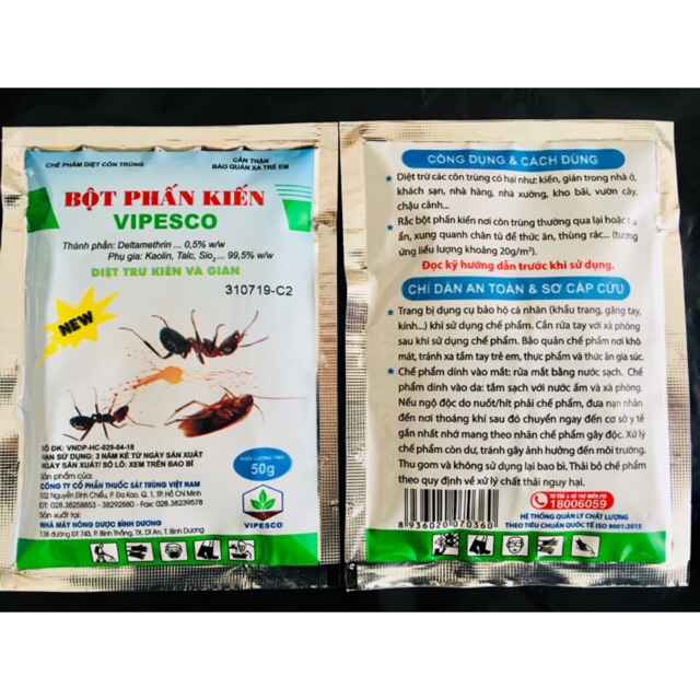 Phấn bột diệt kiến, gián Vipesco