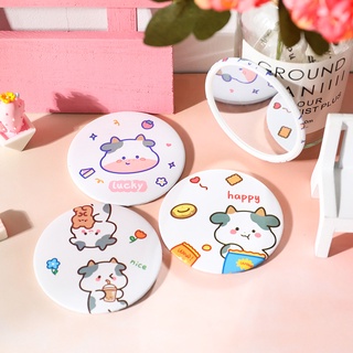 Gương mini cầm tay họa tiết bò sữa siêu cưng bỏ túi gọn nhẹ tiện lợi