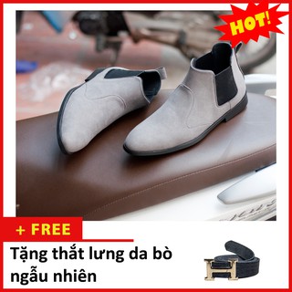 [Có Video Thật] Giày Chelsea Boot Nam Cổ Chun Da Búc Xám Phong Cách Hàn Quốc - CB520-bucxamhun(TL)