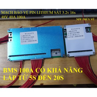 MẠCH BẢO VỆ BMS 16S 48V PIN 32650 40A 100A - tương thích ngược