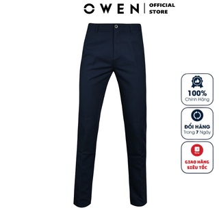Quần Kaki Nam Dài Owen quần thô Cao Cấp Dáng Ôm Thanh Lịch Chất Cotton Mềm Mát Thấm Hút QKSL23622 Màu Xanh Navy Trơn