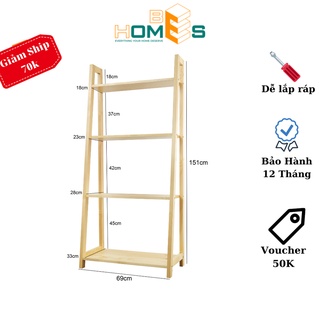 Kệ sách 4 tầng Mặt ván - kệ decor phòng khách, phòng ngủ