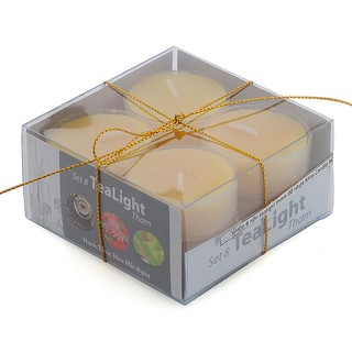 Hộp 8 nến tealight thơm đế nhựa Miss Candle NQM2059 (Vàng, hương hoa mai)
