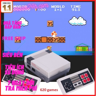 Máy Chơi Game Cổ Điển NES 8 Bit Có 620 Game Kèm 2 Tay Cầm Rời Dây AV Sang Tivi Và Adapter
