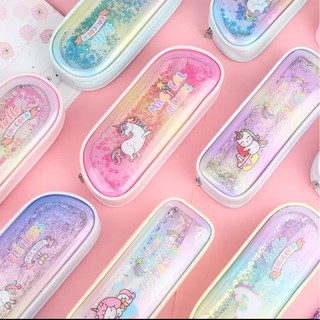 Hộp bút kim tuyến nhũ chảy hình ngựa pony xinh xắn cute cho bé mang đi học phong cách hàn quốc
