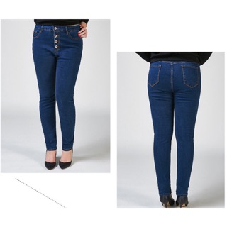 Quần jean dài big size lưng cao 4 nút màu xanh size ngoại cỡ 70-100kgq