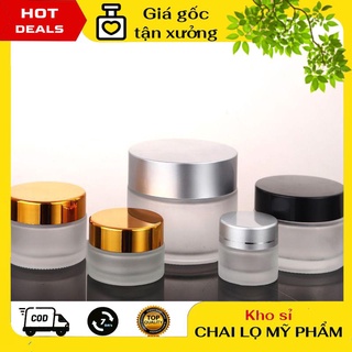 Hủ Đựng Kem ❤ GIÁ TẬN GỐC ❤ Hủ chiết mỹ phẩm thủy tinh mờ 5g/10g/15g/20g/30g/50g Nắp vàng/Bạc/Đen - lọ đựng kem .