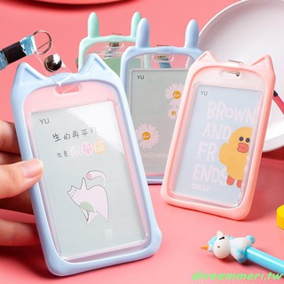 Dây đeo thẻ học sinh, sinh viên viền silicon tai mèo xinh xắn