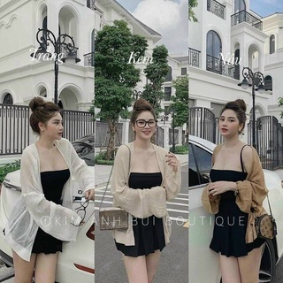 Áo khoác cardigan đi biển -chất len giấy phong cách Hàn
