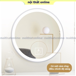 Gương để bàn trang điểm khung mạ PVD cao cấp, gương nhập khẩu tích hợp đèn LED và nút cảm ứng điều chỉnh độ sáng