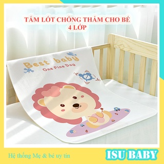 Tấm lót chống thấm cho bé ISU Baby chất liệu cotton 4 lớp mềm mại, chống trào ngược
