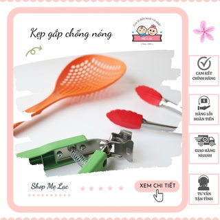 Bộ 3 dụng cụ làm bếp tiện lợi, kẹp chống nóng, gắp thức ăn chín, muôi lỗ