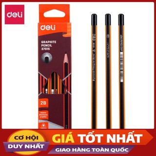 Hộp 12 cây Bút chì viết 2B  tam giác Deli 37015, chì gỗ tốt đồ dùng học sinh .