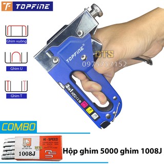 Combo Súng bắn ghim công nghiệp đa năng, Kìm bắn đinh ghim  3 trong 1 TOP FINE có tăng lực, bấm cả 3 kiểu ghim П U T
