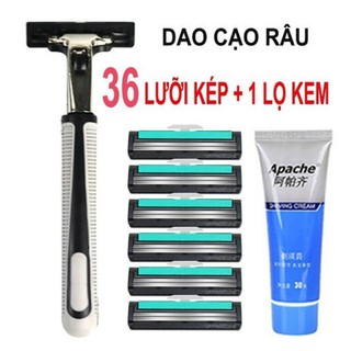 [SIÊU RẺ] Bộ Dao Cạo Râu Cao Cấp Gồm: 1 Đầu + 36 Lưỡi Kép + 1 Tuýp Kem Tạo Bọt