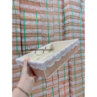 Hộp gỗ khay gỗ viền ren đựng quà biếu Tết, hộp gỗ đựng đồ ,sản phẩm decor trang trí