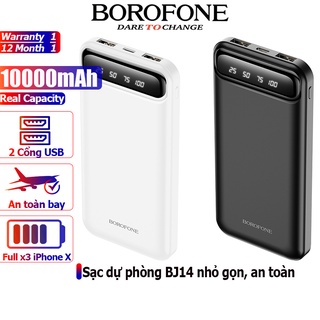 Pin sạc dự phòng 10000mAh BOROPHONE BJ14 có đèn báo LED, 2 cổng ra USB - Chính hãng