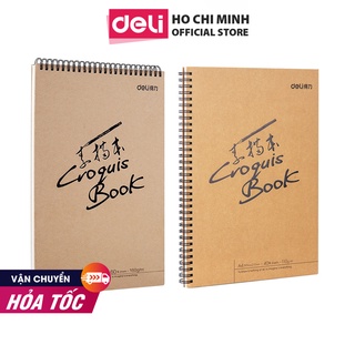 Sổ vẽ phác thảo Deli - Gáy lò xo - Khổ dọc A4 - Giấy định lượng 110gsm / 160gsm - 73357 / 73634