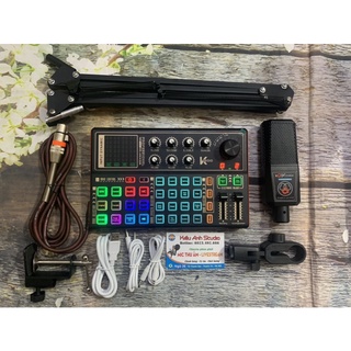 Bộ thu âm livestream k300 auto tune và mic alc 280 full phụ kiện