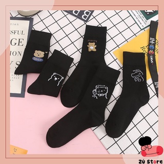Vớ gấu nâu - nền đen cổ cao