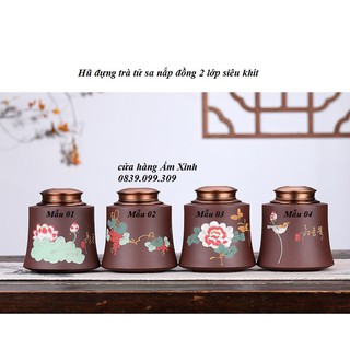 (Tử Sa) Hũ đựng trà nắp đồng 02 lớp siêu khít loại lớn