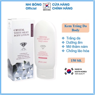 Kem dưỡng trắng da - Kem dưỡng da Body Crystal White Milk Lotion 3W Clinic 150ml [Chính Hãng Hàn Quốc]