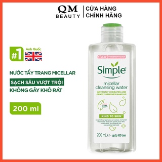 Nước tẩy trang Simple Micellar Cleansing Water 200ml dành cho da nhạy cảm