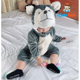 Body bông cho bé trai - bé gái hình Husky - Lông cừu cao cấp cho bé 4-15kg