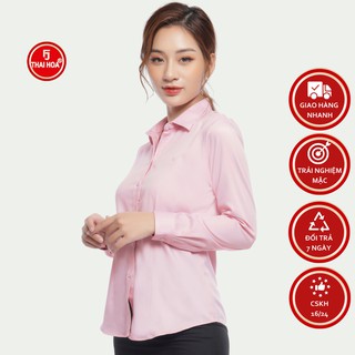 Áo sơ mi nữ dài tay Thái Hòa 8919-02-01 chất liệu vải sợi tre thoáng mát Sơ mi công sở