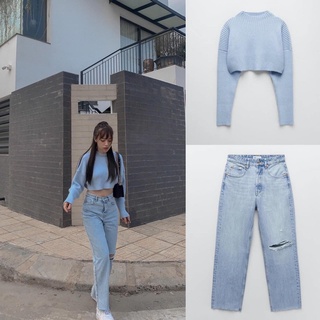 Quần jean nữ ống rộng lưng cao rách gối basic  Quần bò jeans ống đứng cạp cao ống suông cao cấp giá rẻ đẹp