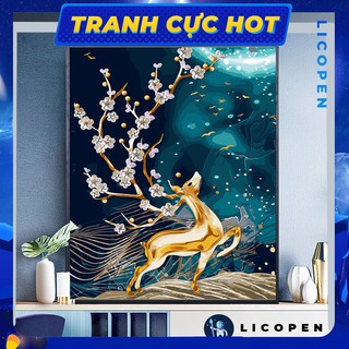 [CÓ SẴN] Tranh Tô Màu Theo Số Licopen - Tranh Hươu Đen MS10