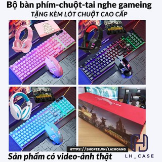 Bộ combo bàn phím-chuột-tai nghe Gaming có đèn Led 7 màu, bàn phím giả cơ chơi game, tặng kèm lót chuột cao cấp