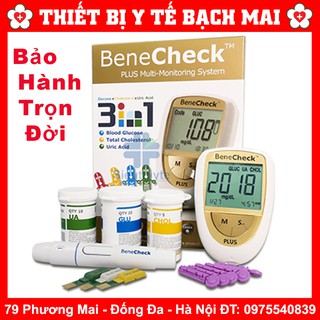 Máy Đo 3 Thông Số BeneCheck Plus 3 Trong 1 Đường Huyết, Mỡ Máu, Axit Uric