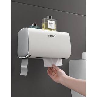 Hộp giấy Oenon Có Ngăn Để Điện Thoại , Hộp giấy vệ sinh thông Minh Kèm Miếng Dán Siêu Dính (Ảnh Video Thật)