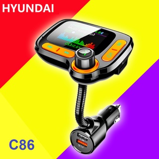 Tẩu nghe nhạc, điện thoại rảnh tay dùng trên ô tô Hyundai C86 tích hợp 2 cổng sạc USB, 2.4A, màn hình 1,77 inch