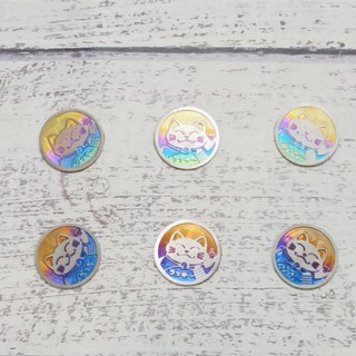 Tem titan, decal titan cao cấp tròn hình mèo thần tài may mắn