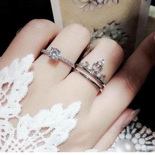 Nhẫn bạc vương miện ghép- Nhẫn vương miện ghép free size