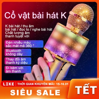 Mic Hát Karaoke Bluetooth Không Dây Kèm loa Âm vang Ấm mic hát karaoke cầm tay mini micro [HT00001..]