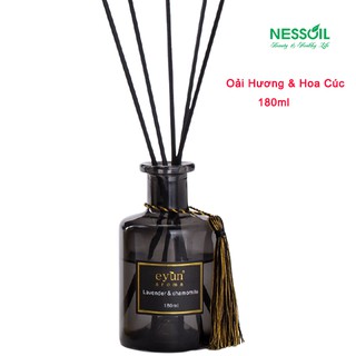 Bộ tinh dầu nước hoa khuếch tán thơm phòng Eyun hương hoa Oải Hương &amp; hoa Cúc 180ml + 1 bộ que khuếch tán