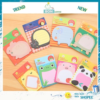 Giấy note nhớ ghi chú cute trơn dán hình động vật dễ thương vintage nhiều màu cho bé học sinh