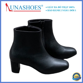Bốt Nữ Boot nữ LUNASHOES(805) 100% Da bò thật Gót Vuông 5 Phân BẢO HÀNH 24 tháng 1 đổi 1