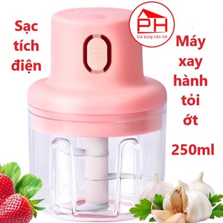 Máy xay mini cầm tay đa năng sạc pin cổng USB không dây xay tỏi ớt hành rau củ quả dung tích 250ml - Gia dụng Phước Hòa