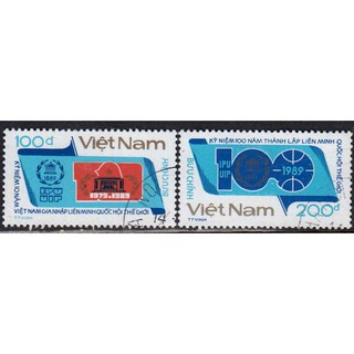 Tem sưu tập MS 563 Tem CTO Việt Nam Kỷ niệm 100 năm thành lập Liên minh Quốc hội 1989 ( 2 tem )
