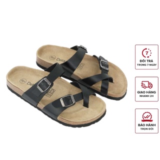 Dép Xỏ Ngón Nam Nữ Đế Trấu Màu Đen Detaunisex Mã DETA22D Full Box