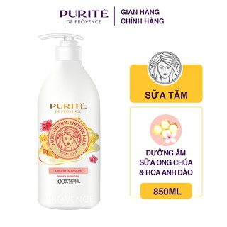 Sữa Tắm Purité Dưỡng Ẩm Sữa Ong chúa &amp; Hoa Anh đào 850ml
